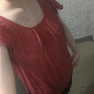 Small Orange Short Sleeve Blouse